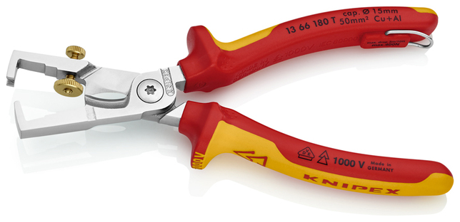 KNIPEX 13 66 180 T BK StriX® Odizolovací nástroj s nožnicami na káble izolované s multi-komponentným