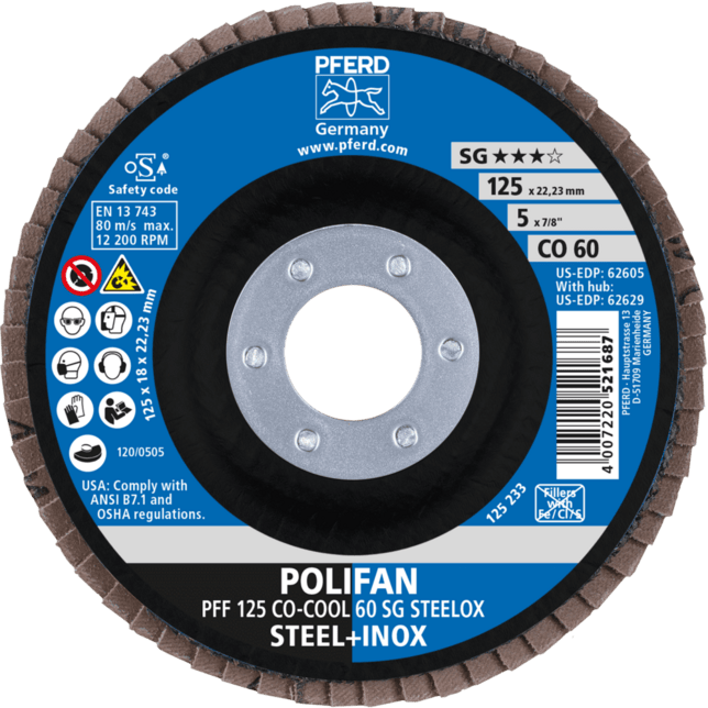 PFERD TOOLS POLIFAN-Štítové disky PFF 125 CO-COOL 60 SG STEELOX