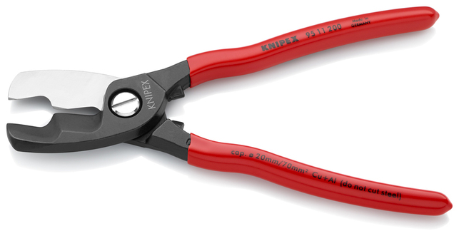 KNIPEX 95 11 200 SB Nožnice na káble s dvojitou reznou hranou poplastované leštené 200 mm