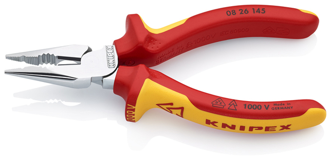 KNIPEX 08 26 145 SB Kombinované kliešte s ihlovým nosom izolované s multi-komponentnými rukoväťami, 