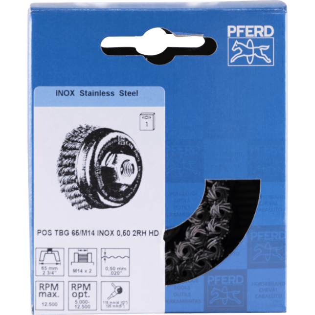 PFERD TOOLS Závitové pohárové kefy POS TBG 65/M14 INOX 0,50 2RH HD