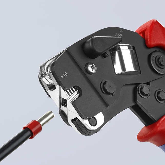 KNIPEX 97 53 09 SB Automatické lisovacie kliešte pre dutinky s predným vkladaním s multi-komponentný