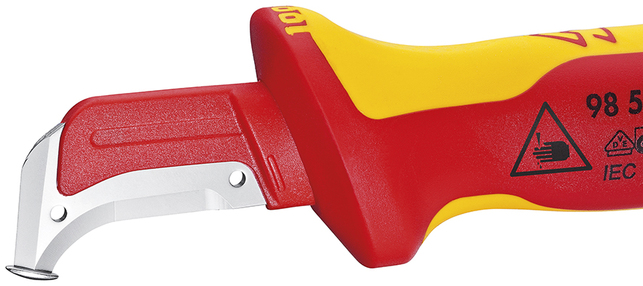 KNIPEX 98 55 SB Odizolovacie nože s jazdcom izolované s multi-komponentnými rukoväťami, VDE testovan