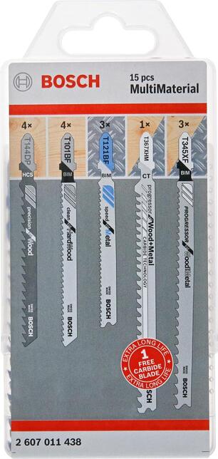 BOSCH Stichsägeblatt-Set f. T-Schaft Bosch 15-teilig Multi Material