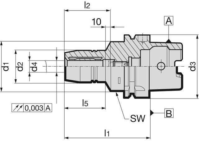 Hydrodehnspannfutter DIN69893A HSK-A63 10x80mm GÜHRING