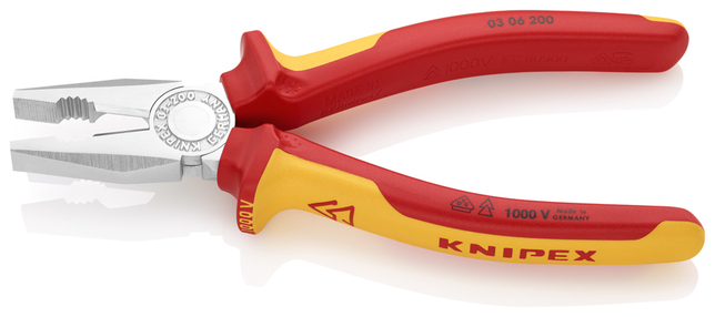 KNIPEX 03 06 200 SB Kombinované kliešte izolované s multi-komponentnými rukoväťami, VDE testované po