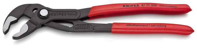 KNIPEX 87 01 250 SB Cobra® Hightech kliešte na vodné čerpadlá s protišmykovým plastovým povrchom šed