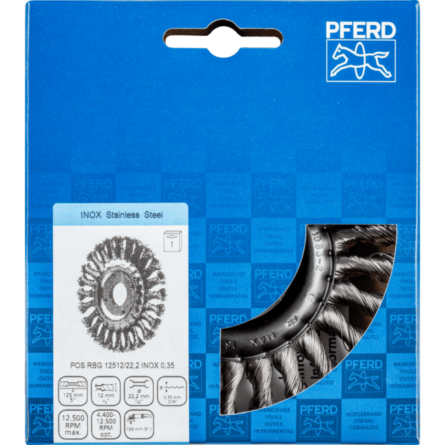 PFERD TOOLS Kolesové kefy POS RBG 12512/22,2 INOX 0,35