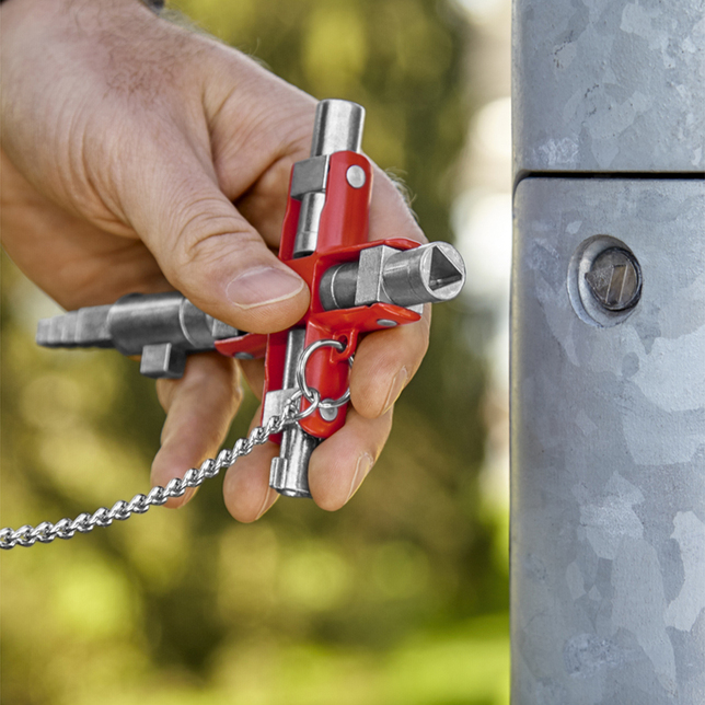 KNIPEX 00 11 06 V01 Univerzálny kľúč „Stavba“ pre všetky štandardné skrinky a vypínacie systémy 96 m