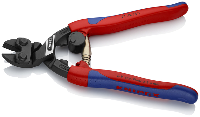 KNIPEX 71 42 200 CoBolt® so štíhlymi multi-komponentnými úchopmi čierne atramentované 200 mm