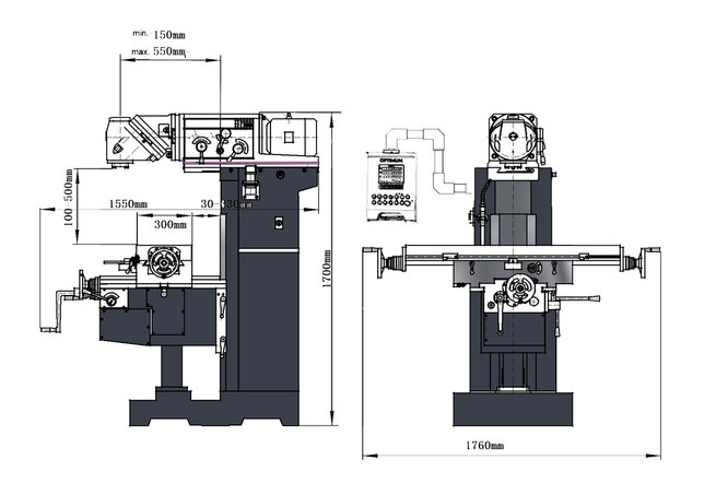 OPTIMUM Univerzálny frézovací stroj OPTImill MT 130 S
