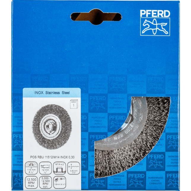 PFERD TOOLS Kolesové kefy POS RBU 11512/M14 INOX 0,30