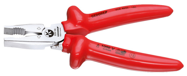 GEDORE VDE 8250-180 Silné univerzálne kliešte VDE s ponornou izoláciou 180 mm