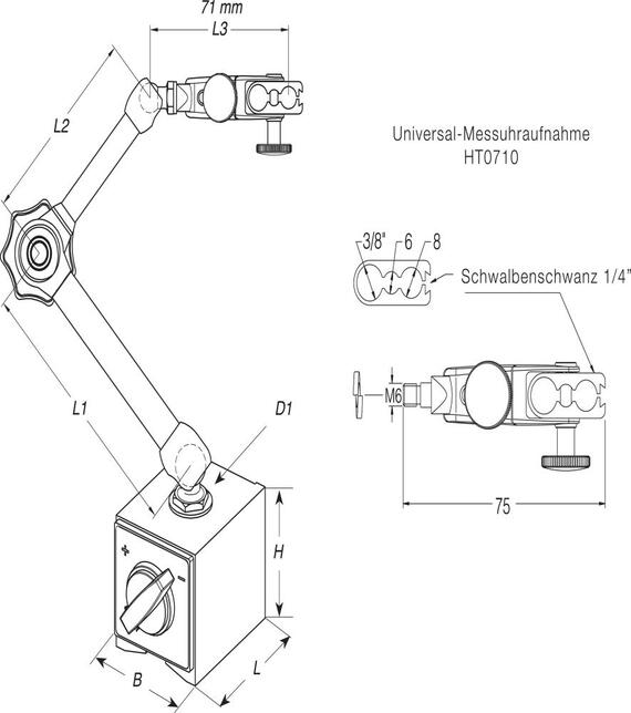 Magnetický statív 800N 261mm kĺbový IBT HOLDTEC