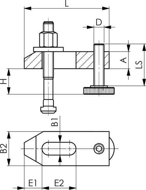 Svorka skosená s nastaviteľnou podpornou skrutkou M16x18x125mm AMF