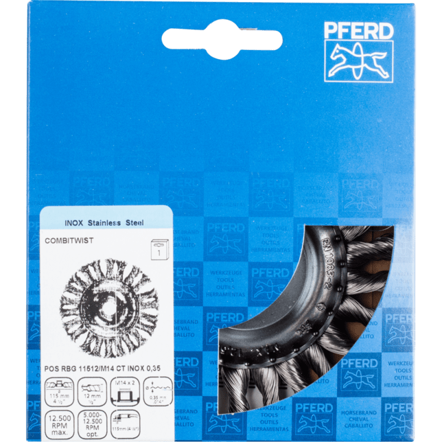 PFERD TOOLS Kolesové kefy POS RBG 11512/M14 CT INOX 0,35