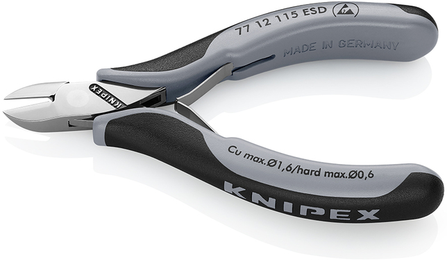 KNIPEX 77 12 115 ESDSB bočné cvikacie kliešte ESD pre elektroniku s prevlečným kĺbom s multi-kompone