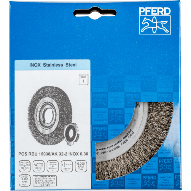 PFERD TOOLS Kolesové kefy POS RBU 15038/AK32-2 INOX 0,30