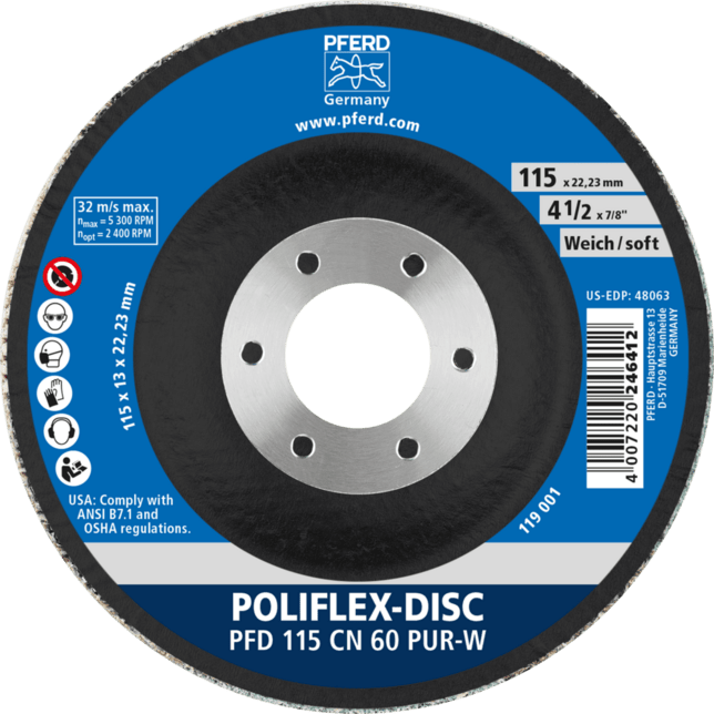 PFERD TOOLS POLIFLEX Nástroje PFD 115-22 CN 60 PUR-W