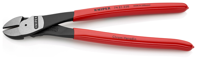 KNIPEX 74 21 250 Bočné cvikacie kliešte s veľkou pákovou silou poplastované čierne atramentované 250