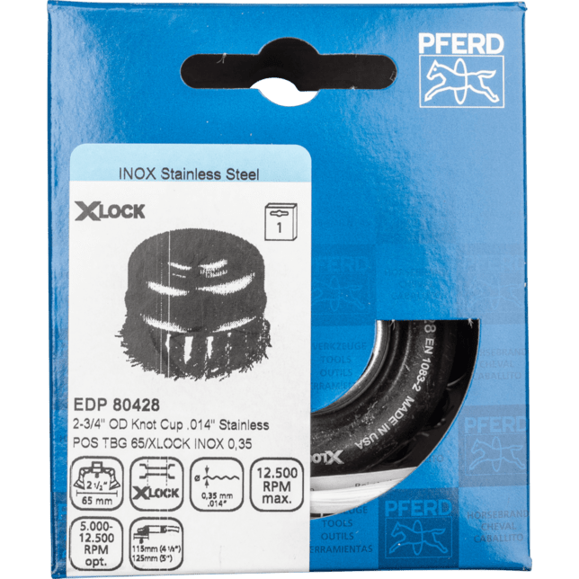 PFERD TOOLS závitové pohárové kefy POS TBG 65/X-LOCK INOX 0,35