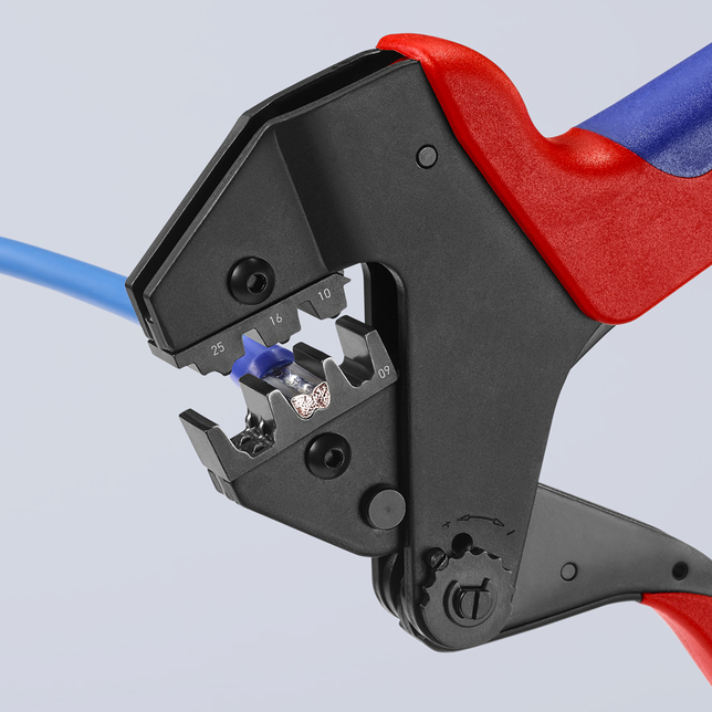 KNIPEX 97 43 200 Systémové lisovacie kliešte pre vymeniteľné lisovacie čeluste s multi-komponentnými