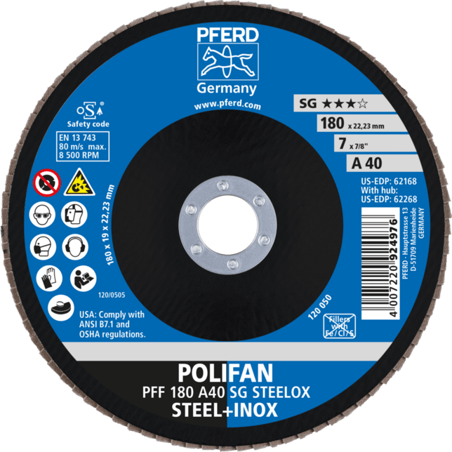 PFERD TOOLS POLIFAN-Disky na brúsenie PFF 180 A 40 SG STEELOX