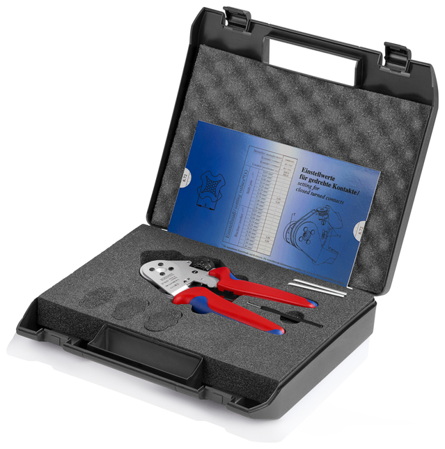 KNIPEX 97 52 63 Štvortŕňové lisovacie kliešte pre sústružené kontakty s multi-komponentnými úchopmi 