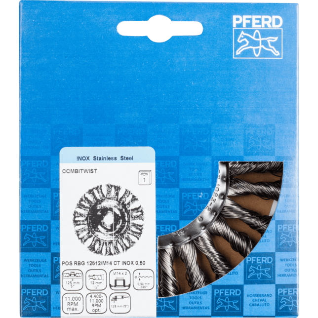 PFERD TOOLS Kolesové kefy POS RBG 12512/M14 CT INOX 0,35