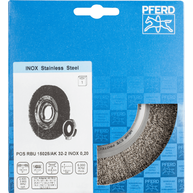 PFERD TOOLS Kolesové kefy POS RBU 15025/AK32-2 INOX 0,20