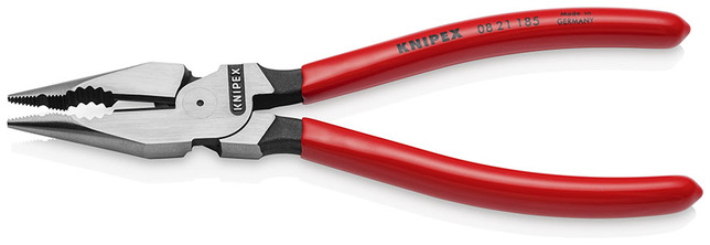 KNIPEX 08 21 185 SB Kombinované kliešte s ihlovým nosom poplastované čierne atramentované 185 mm