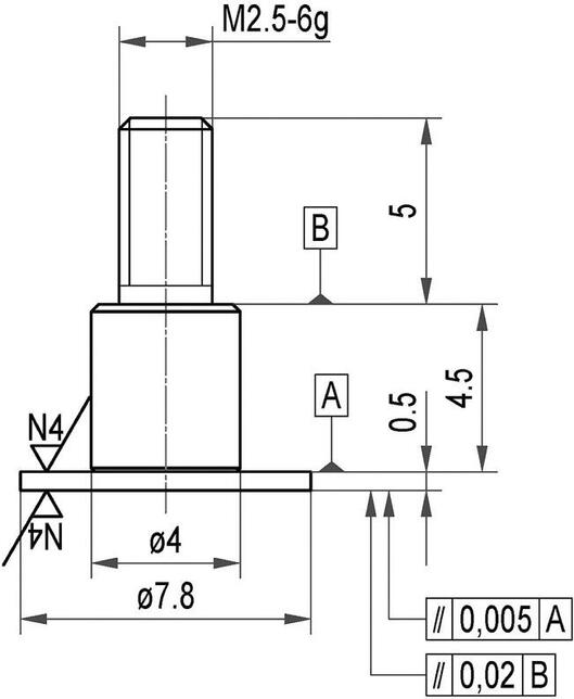 Käfer Dotyk pre odchýlkomer 21 / 3,0mm masivný oceľ Kafer