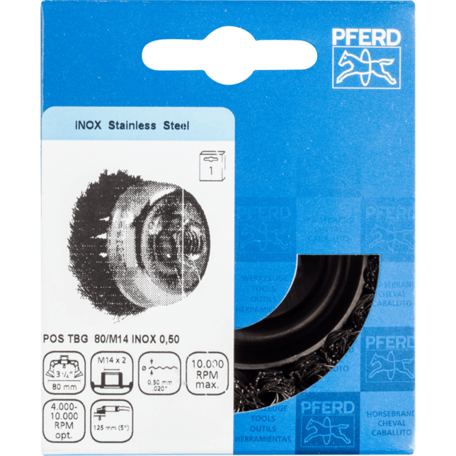 PFERD TOOLS Návitové pohárové kefy POS TBG 80/M14 INOX 0,50