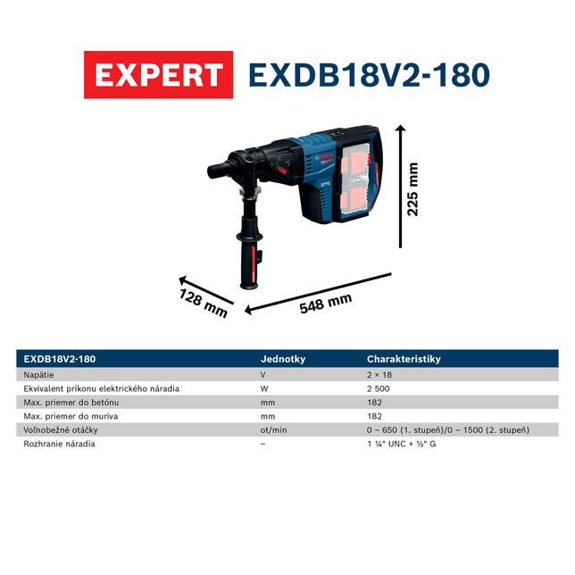 BOSCH EXPERT EXDB18V2-180 - Akumulátorová diamantová vŕtačka sólo - 06019P6000