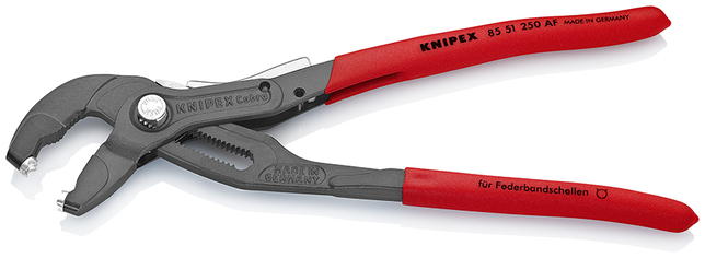 KNIPEX 85 51 250 AF Kliešte na hadicové spony so zaisťovacou západkou s protišmykovým plastovým povr