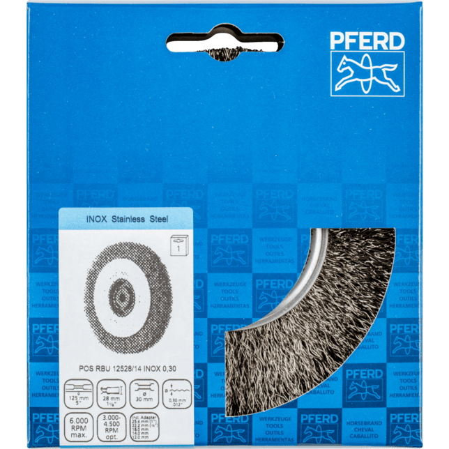 PFERD TOOLS Kolesové kefy POS RBU 12528/14,0 INOX 0,30