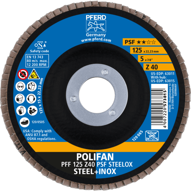 PFERD TOOLS POLIFAN-krúžkové disky PFF 125 Z 40 PSF STEELOX