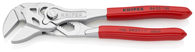 KNIPEX 86 03 150 SB Kliešťové kľúče Kliešte a kľúč v jednom náradí poplastované pochrómované 150 mm