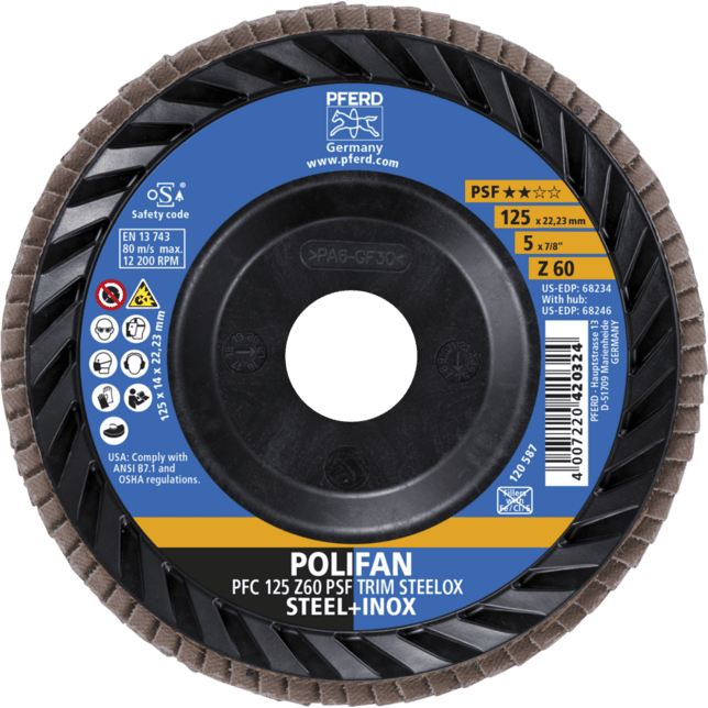PFERD TOOLS POLIFAN-Štítové disky PFC 125 Z 60 PSF TRIM STEELOX