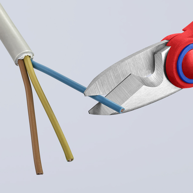 KNIPEX 95 05 10 SB Elektrikárske nožnice s multi-komponentnými úchopmi, vystuženými sklenenými vlákn