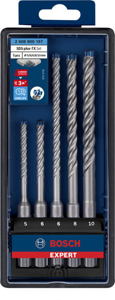BOSCH Sada príklepových vrtákov EXPERT SDS plus-7X, 5/6/6/8/10 mm, 5 ks - 2608900197
