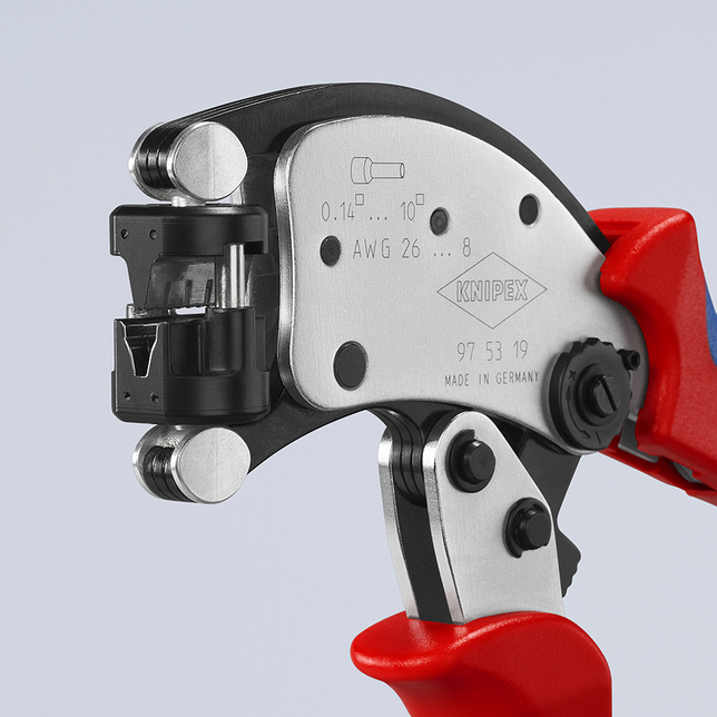 KNIPEX 97 53 19 SB Twistor T Automatické lisovacie kliešte pre dutinky s otočnou nástavcovou hlavou 