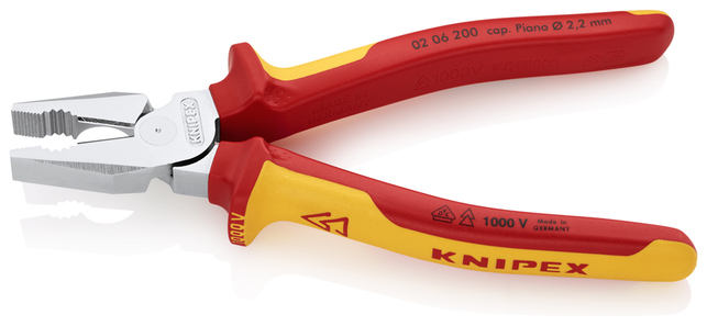 KNIPEX 02 06 200 SB Kombinované kliešte s veľkou pákovou silou izolované s multi-komponentnými rukov