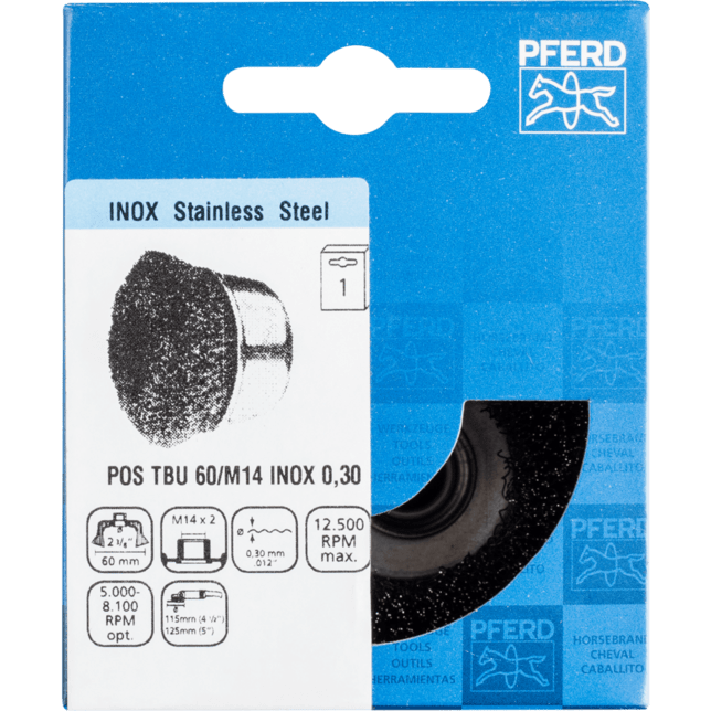 PFERD TOOLS závitové pohárové kefy POS TBU 60/M14 INOX 0,30