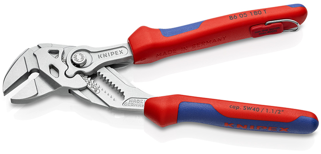 KNIPEX 86 05 180 T BK Kliešťové kľúče Kliešte a kľúč v jednom náradí s multi-komponentnými úchopmi, 