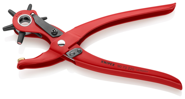 KNIPEX 90 70 220 Otočné dierovacie kliešte popráškované na červeno 220 mm