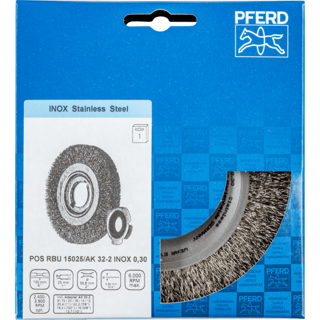 PFERD TOOLS Kolesové kefy POS RBU 15025/AK32-2 INOX 0,30