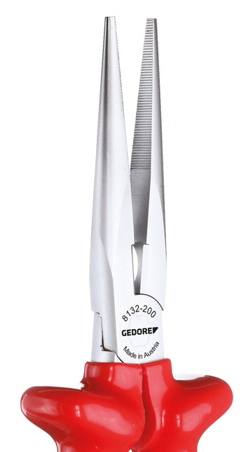 GEDORE VDE 8132-160 Ploché okrúhle kliešte VDE s ponornou izoláciou 160 mm