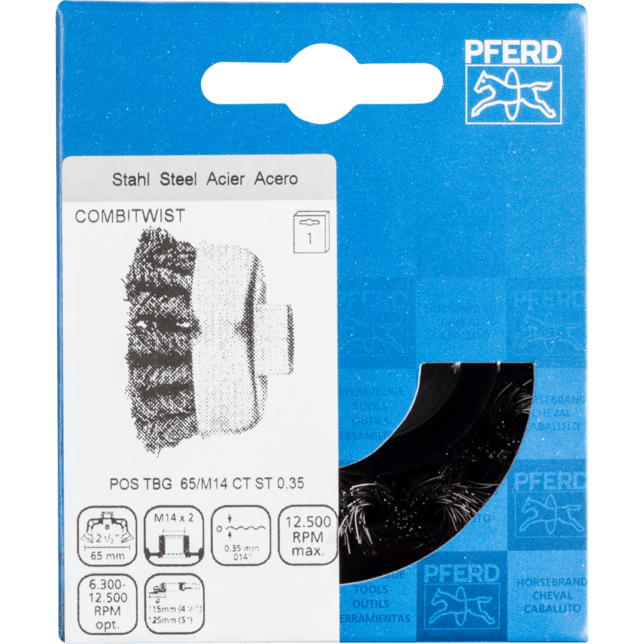 PFERD TOOLS závitové pohárové kefy POS TBG 65/M14 CT ST 0,35