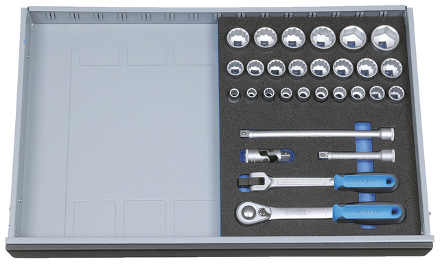 GEDORE 2005 CT2-D 19 Sada nástrčných kľúčov 1/2" v module Check-Tool, 29-dielna